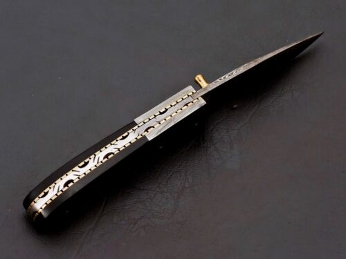 Custom Handmade Damascus Folding Knife Pocket knife w Leather EDC Gift for him (3).jpg