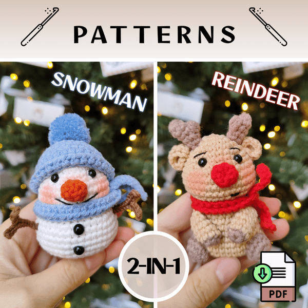 crochet snowman reindeer.png