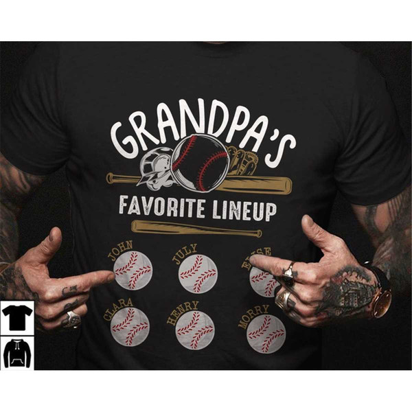 Personalized Baseball Grandpa Shirt With Grandkids Names, Custom Grandpa Baseball Gift, Grandpa Birthday Gift, Grandpa's.jpg