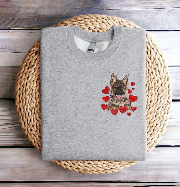 Embroidered Valentine Dog Sweatshirt Embroidered German Shepherd Sweatshirt German Shepherd Love Heart Sweater Valentine German Dog Crewneck.jpg