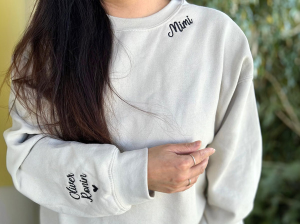 Custom Embroidered Mimi Sweatshirt with Kids Names on Sleeve, Personalized Grandmother Sweatshirt, Custom Minimalist Mimi Sweater for Women.jpg