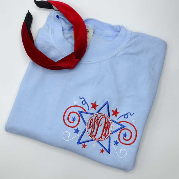 4th of July Monogram Shirt  Monogram Sweatshirt  Star Fireworks Monogram Sweatshirt.jpg