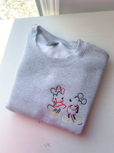 Mickey & Minnie Embroidered Sweatshirt  Disney World  Disneyland Embroidered Crewneck  Hoodie  Quarter Zip  Full Zip.jpg