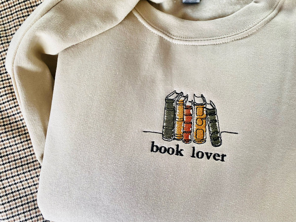 Embroidered Book Lover Sweatshirt, Bookworm Sweatshirt, Booktrovert Crewneck, Bookish Shirts, Cute Book Lover Gift, ,Christmas Gift Crewneck.jpg