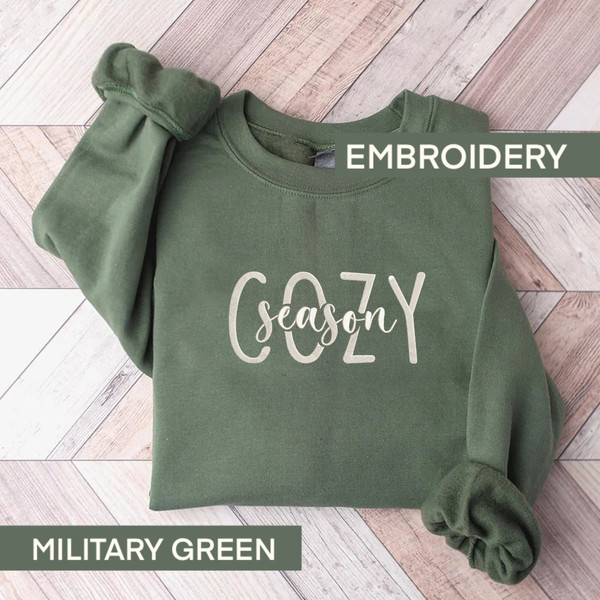 Embroidered Cozy Season Sweatshirt, Get Cozy Sweatshirt, Christmas Season Sweatshirt, Winter Crewneck, Merry Christmas Pullover,.jpg