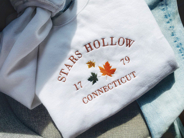 Embroidered Stars Hollow Connecticut Sweatshirt, Cozy Fall Sweatshirt, Stars Hollow Sweatshirt, Gilmore Crewneck, Tv Show Gifts.jpg