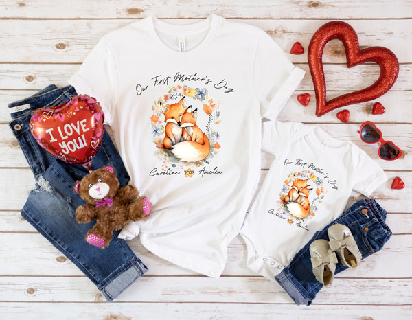 First Mothers Day, Custom Shirt, Mommy And Me Shirt, Mothers Day Matching Shirt, Mom Shirts, Our First Mother'S Day Shirt, Fox.jpg
