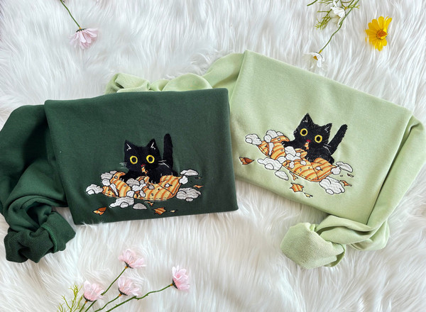 Embroidered Cat Play Pillow Sweatshirt  Cute Cat Embroidered Hoodie  Embroidery Cat T-shirt  Embroidered Cute Cat Crew Neck Sweatshirt.jpg