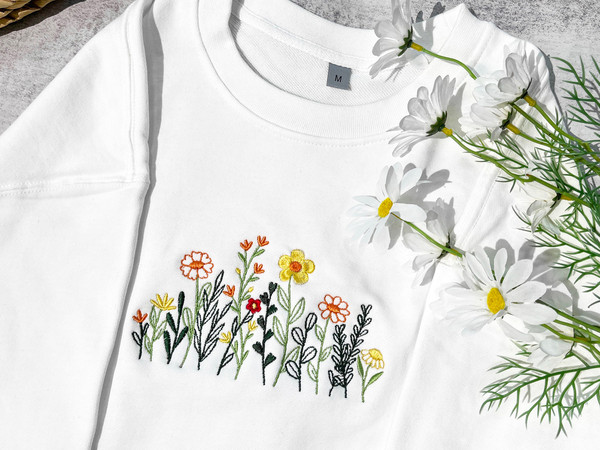 embroidered sweatshirt,embroidered sweatshirt vintage,embroidered crewneck sweatshirt,Wildflowers,Fine Line,gift for her.jpg