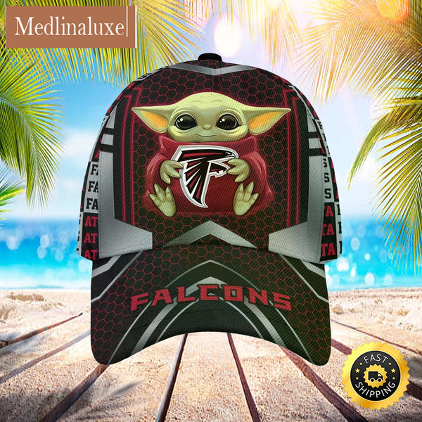 Atlanta Falcons Baby Yoda All Over Print 3D Baseball Cap.jpg