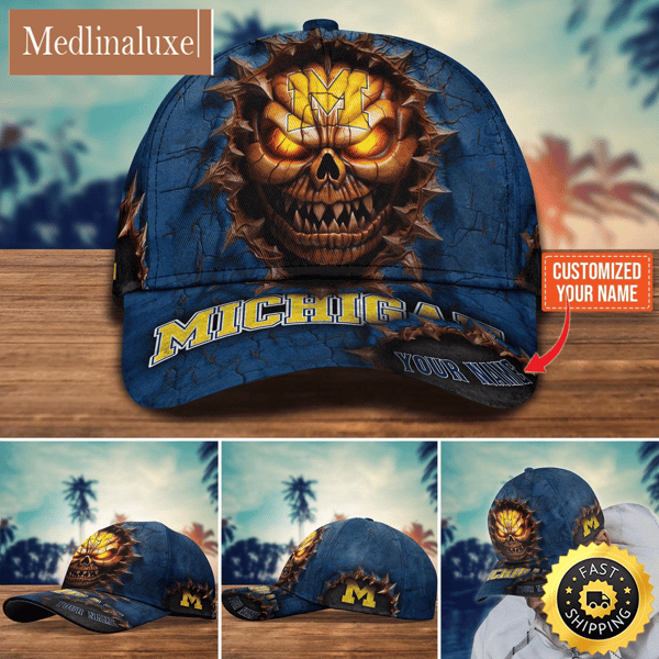 NCAA Michigan Wolverines Baseball Cap Halloween Custom Cap For This Season.jpg