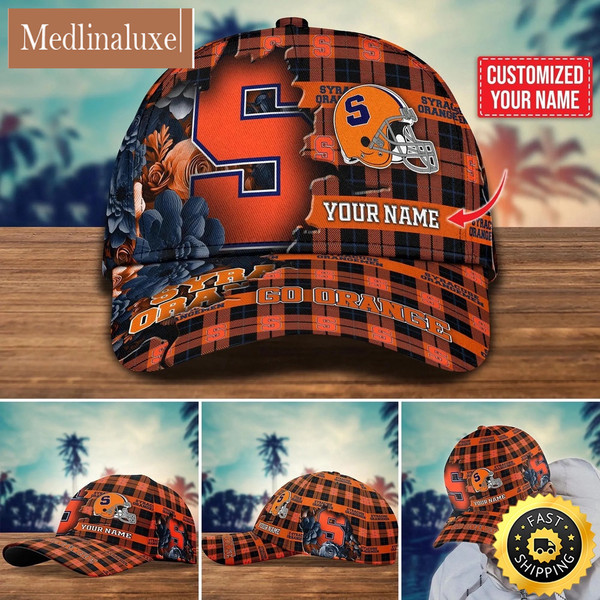 NCAA Syracuse Orange Baseball Cap Flower Custom Name Cap.jpg