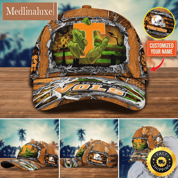 NCAA Tennessee Volunteers Baseball Cap Halloween Custom Name Cap.jpg