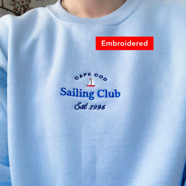 Cape Cod Sweatshirt, Vintage Embroidered Crewneck, massachusetts Sailing Club sweater 1.jpg