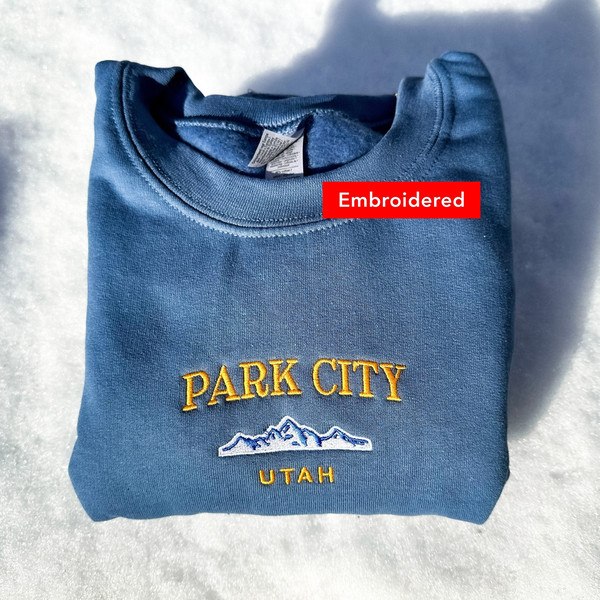 Park City Utah Sweatshirt Embroidered, Retro ski crewneck sweater.jpg