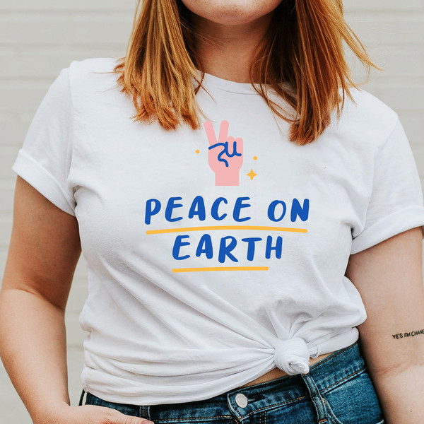 Peace On Earth T-Shirt, Positive Quote Shirt, Christmas TShirt, Be Kind Tee, Inspirational Shirt, Christmas Gift, Boho Hippie Shirt womens.jpg