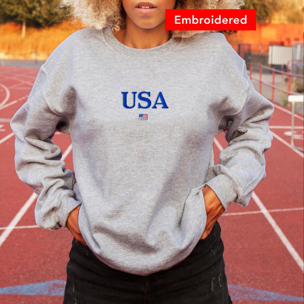 USA embroidered sweatshirt, 4th of july sweatshirt, vintage crewneck, america shirt cute flag sweater.jpg