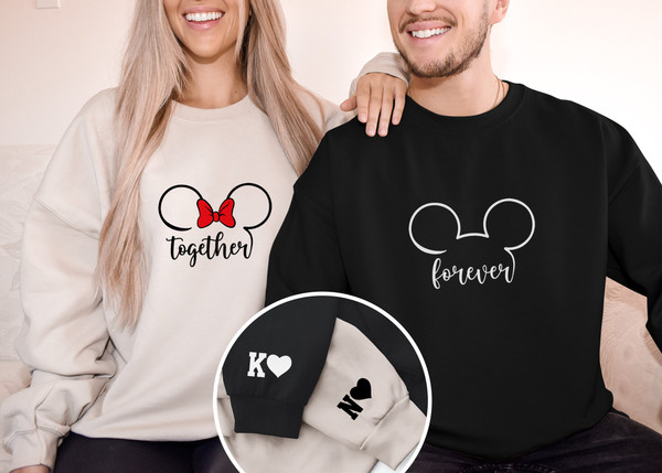 Embroidered Mickey and Minnie Sweatshirt, Anniversary Gift, Gift For Couples, Lovely Sweatshirt, Magic Trip Hoodie, Disney Trip Sweatshirt 3.jpg