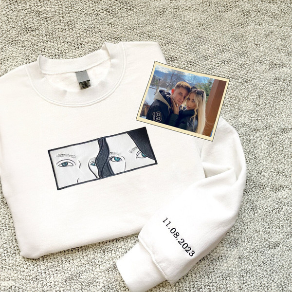 Custom Embroidered Portrait Sweatshirt From Your Photo, Art Eyes Sweatshirt, Matching Couple Hoodie, Valentines Gift for Boyfriend.jpg