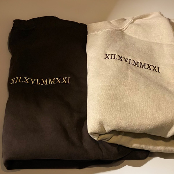 Custom Embroidered Roman Numerals Sweatshirt for Couples, Initial Anniversary Date Sweater, Valentines Gift for Boyfriend.jpg