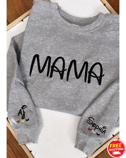 EMBROIDERED Disney Mama Sweatshirt, Disney Mother's Day Sweatshirt, Mom Disneyland Trip Shirt, Mickey Mom, Best Mom Ever, Minimalist Mama.jpg