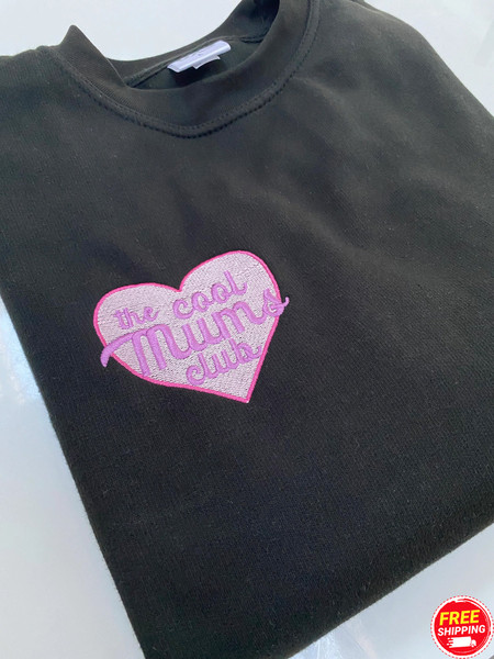 Mama Embroidered Sweatshirt, Custom 'The Cool Mums Club' Adult's Embroidered Sweatshirt with Kids Name on Sleeve, Gift for Mom Mother's Day.jpg