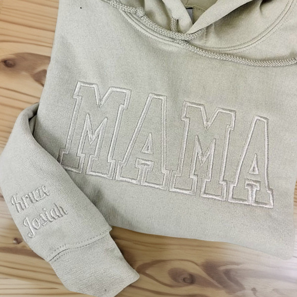 MAMA Neutral Embroidered Sweatshirt, Personalized Embroidered Mama Sweatshirt with Children's names on Sleeve Sweatshirt, Mother's Day Gift.jpg