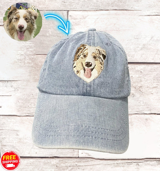 Personalized Pet Embroidered Hat, Custom Dog Face Embroidered Dad Hat, Custom Pet Embroidered Dad Hat, Pet Memorial, Dad Hat Embroidered.jpg