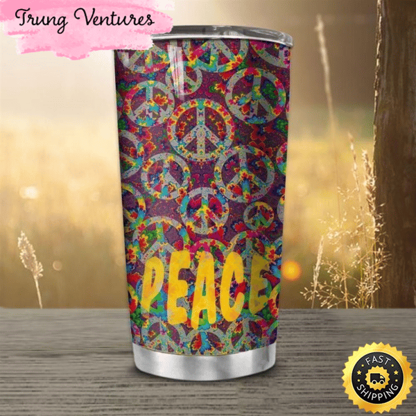 Hippie Sign Pattern Stainless Steel Cup Tumbler.jpg