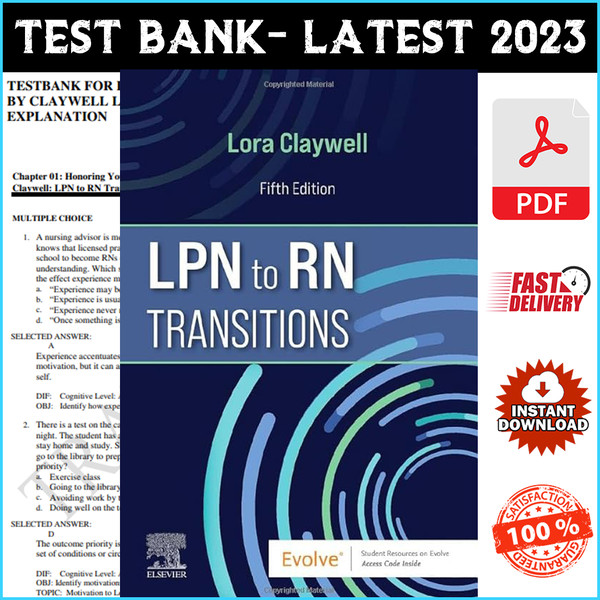 Test Bank for LPN to RN Transitions 5th Edition Lora Claywell - PDF.png