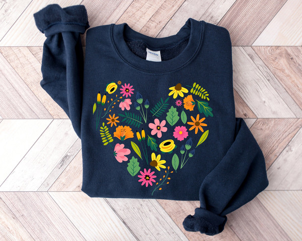 Flower Heart TShirt, Wild flowers, Flower Shirt, Sunflower tshirt T-Shirts,Valentine Shirt, Love Shirt, Floral Heart Shirt, Sentimental Gift.jpg