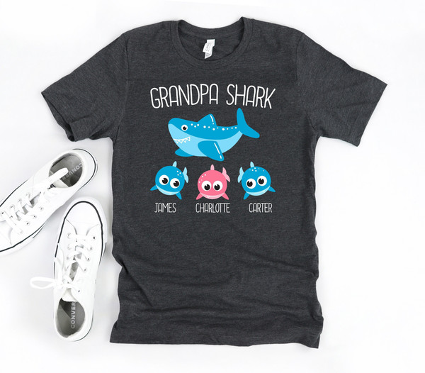 Grandpa Shark Shirt, Personalized Grandpa Sweatshirt, Gift For Grandpa, Papa Birthday Gift, Gift From Grandkids, Grandfather With Kids Names.jpg