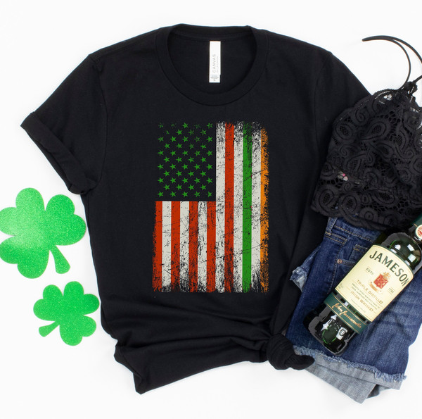 Irish American Shirt, St Patrick's Day Shirt, American Flag Shirt, St Patty Patriotic Shirt, Irish Pride Outfit, Men Paddys Day T-Shirt.jpg