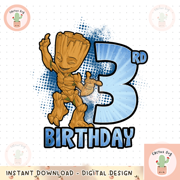 Marvel Guardians Of The Galaxy Baby Groot 3rd Birthday png, digital download, instant.png