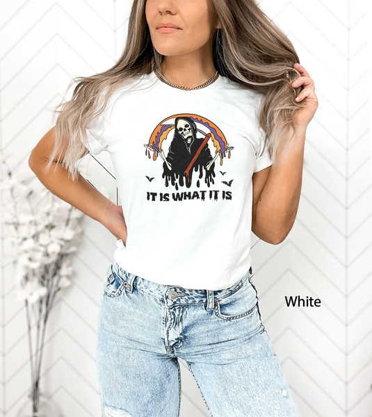 It Is What It Is Shirt, Scaring Halloween Gift, Pumpkin Halloween Tee, Funny Halloween Shirt, Skeleton Spooky Season, Death Lover Shirt.jpg