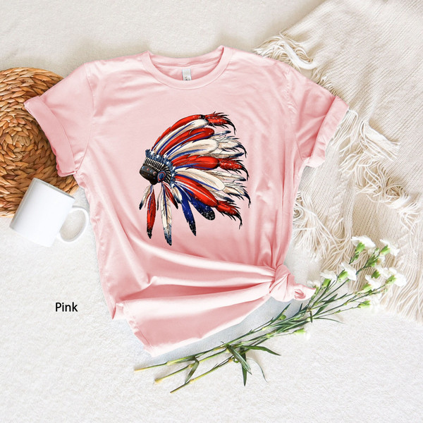 Native American Headdress T-Shirt, Live Wild and Free Tee, Native American Unisex T-Shirt, Native American Gift, Valentines Day,Gift for Her.jpg