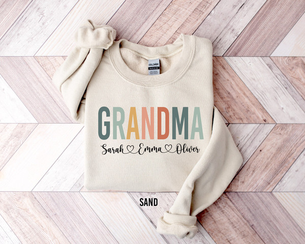 Personalized Grandma Sweatshirt with Names, Custom Grandma Sweatshirt, Nana With Children Names Apparel, Gift For Grandma,Mothers Day Gift 1.jpg