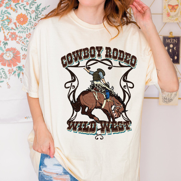 Cowboy Rodeo Wild West Shirt, Rodeo Shirt, Cowboy Shirt, Wild West Shirt, Vintage Style Cowboy Tee, Western Shirt, American Rodeo Tee,ALC479.jpg