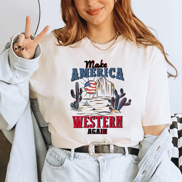 Make America Cowboy Again Shirt, Western Shirt, Cowboy Shirt,Patriotic Shirt, American Shirt, Country Music Shirt, Cowgirl Gift, ALC281.jpg