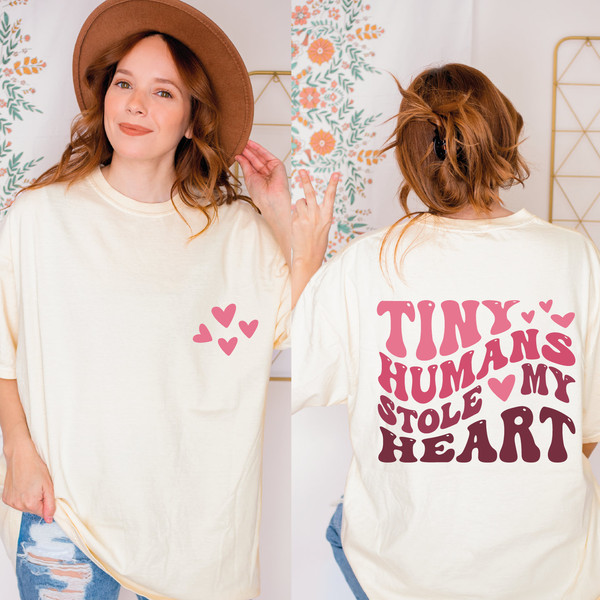 Tiny Humans Stole My Heart Valentine Shirt, Valentine Teacher Shirt, Teacher Shirt, Teacher Valentine Day Shirt, Childcare Provider, ALC316.jpg