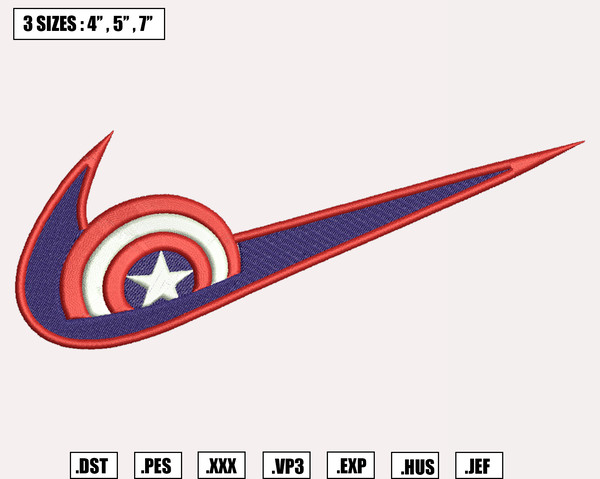 Nike x Captain America Embroidery Desings , Marval Embroidery Designs, Machine Embroidery Design File, Instant Download.png