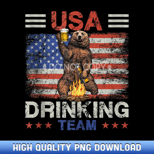 Funny Bear Drink USA Drinking Team American Flag 4th of July - Designer Series Sublimation Downloads