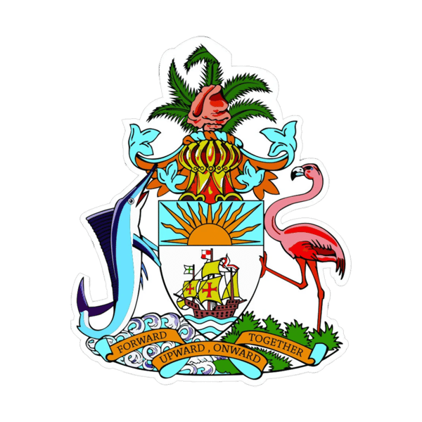 Bahamian Coat of Arms Sticker Self Adhesive Vinyl Bahamas flag BHS BS - C2629.png