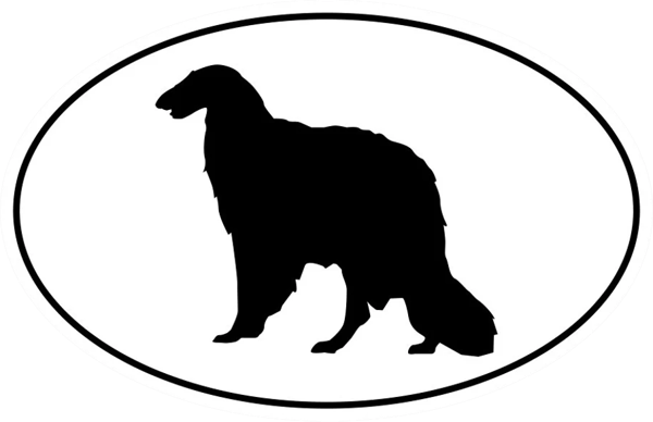 Borzoi Euro Oval Sticker Self Adhesive Vinyl dog canine pet - C757.png