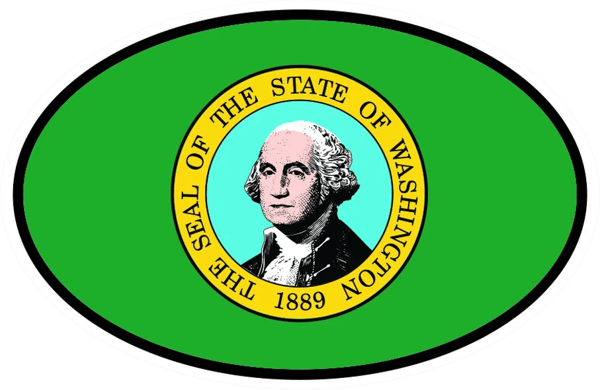 Washington State Flag Oval Sticker Self Adhesive Vinyl V4 WA - C4867.png