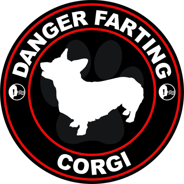 Danger Farting Corgi Sticker Self Adhesive Vinyl dog canine pet - C658.png