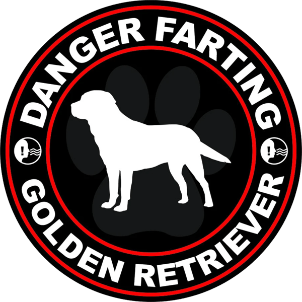 Danger Farting Golden Retriever Sticker Self Adhesive Vinyl dog canine pet - C676.png