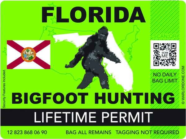 Florida Bigfoot Hunting Permit Sticker Self Adhesive Vinyl Sasquatch Lifetime - C3279.png