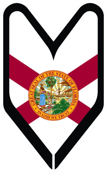 Florida Driver Badge Sticker Self Adhesive Vinyl wakaba leaf soshinoya floridian FL - C2484.png