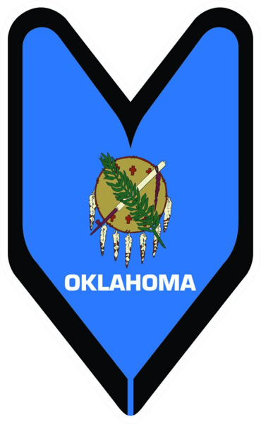 Oklahoma Driver Badge Sticker Self Adhesive Vinyl wakaba leaf soshinoya oklahoman okie OK - C2562.png